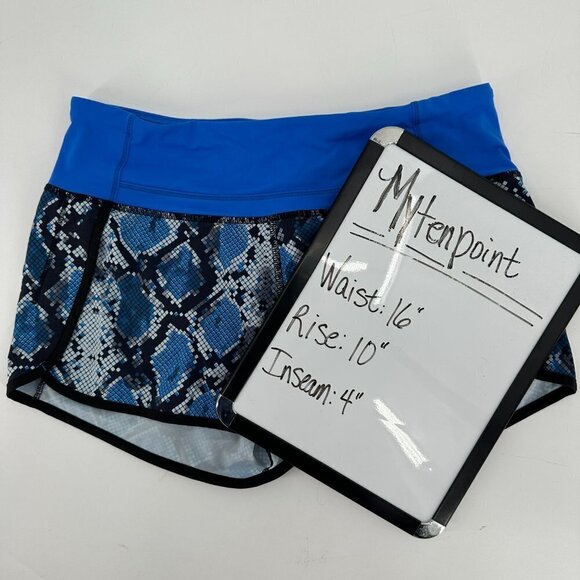 Lululemon Run Times Mini Ziggy Snake Caspian Blue Running Brief 4 Athletic Short - Picture 7 of 7